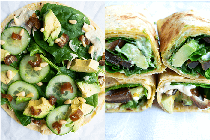 Lunch wraps met hummus-dadel en avocado Lunch wraps met hummus-dadel en avocado